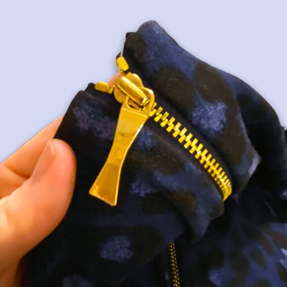 Kate Spade New York Blue Leopard Print 3/4 Sleeve Winter Dress Gold Zipper 2 - Picture 8 of 9